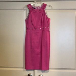 Muse hot pink midi length dress.